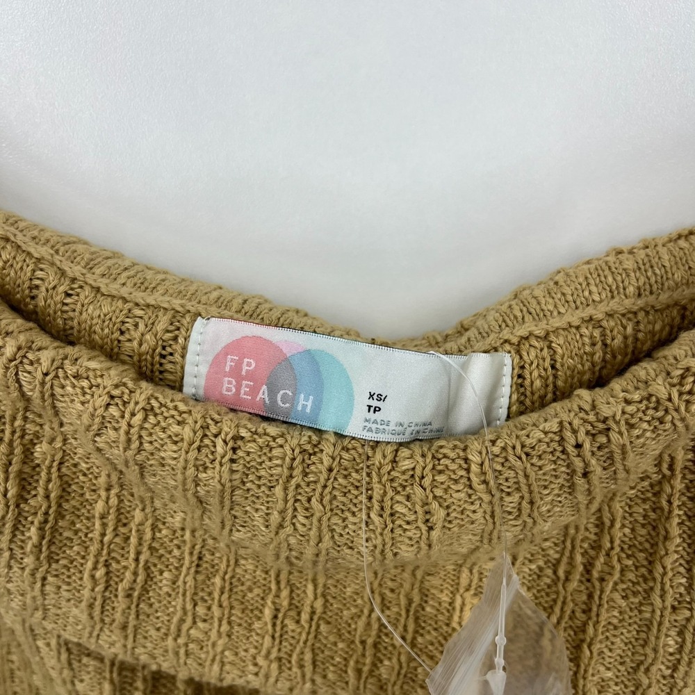 Free People FP Beach Knit Tube Top Women's Size XS Beige Button New NWT - Picture 5 of 11